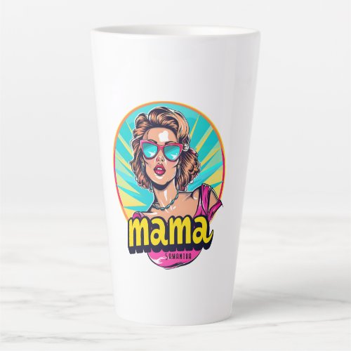 Personalized Retro  Mama Pop Art 3 Latte Mug