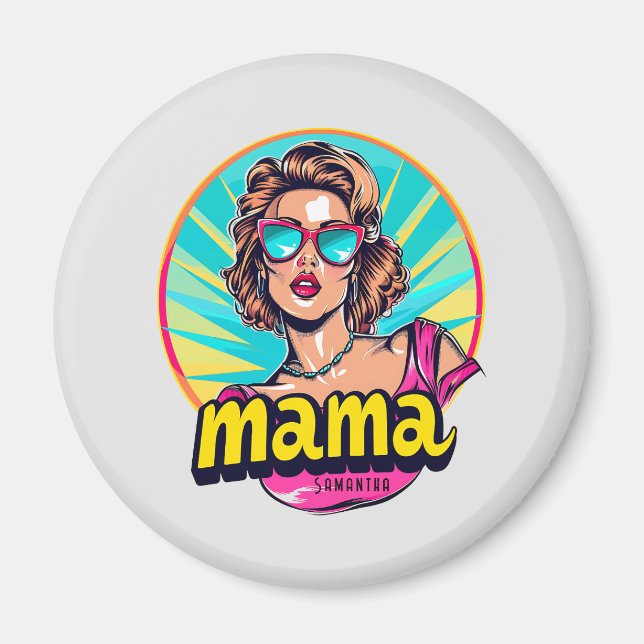 Personalized Retro  Mama Pop Art 3 Magnet (Front)