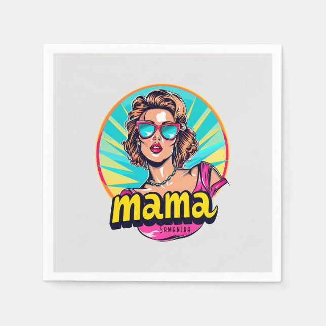Personalized Retro  Mama Pop Art (3) Napkins (Front)