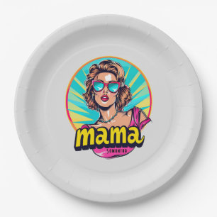 Personalized Retro Mama Pop Art (3) Paper Plates
