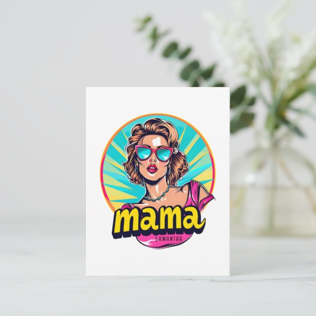 Personalized Retro  Mama Pop Art (3) Postcard (Standing Front)