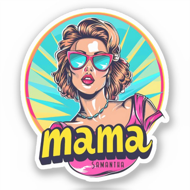 Personalized Retro  Mama Pop Art (3) Sticker (Front)
