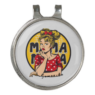 Personalized Retro Mama Pop Art (4) Golf Hat Clip