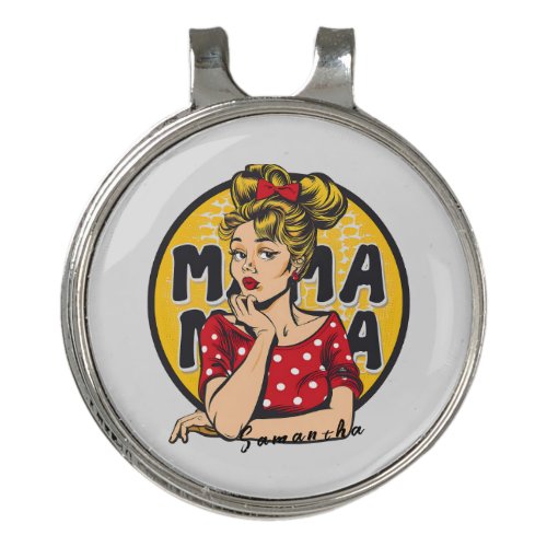 Personalized Retro  Mama Pop Art 4 Golf Hat Clip