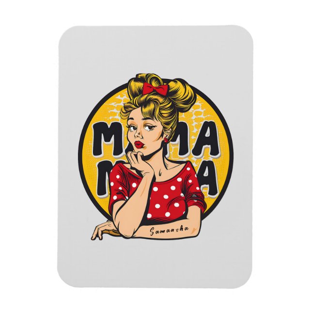 Personalized Retro Mama Pop Art (4) Magnet (Vertical)