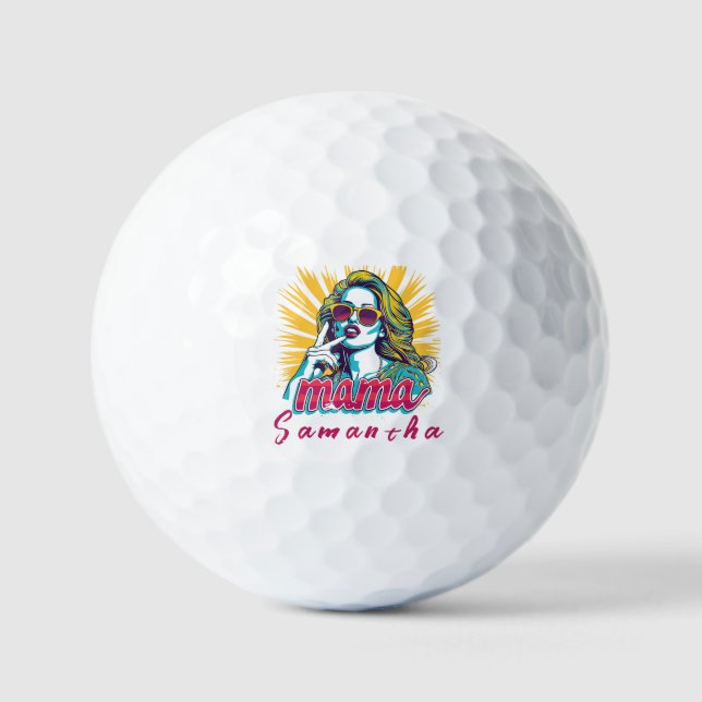 Personalized Retro  Mama Pop Art (5) Golf Balls (Front)