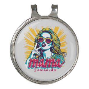 Personalized Retro Mama Pop Art (5) Golf Hat Clip