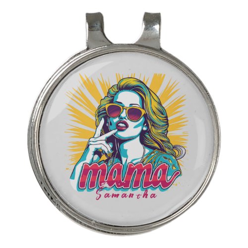 Personalized Retro  Mama Pop Art 5 Golf Hat Clip