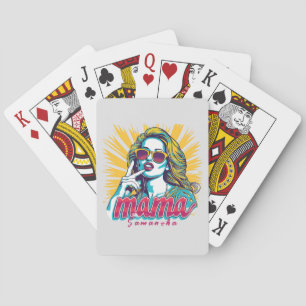 Personalized Retro Mama Pop Art (5) Poker Cards