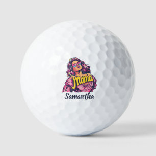 Personalized Retro Mama Pop Art (6) Golf Balls