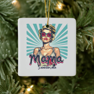 Personalized Retro Mama Pop Art (7) Ceramic Ornament
