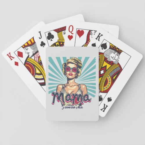 Personalized Retro  Mama Pop Art 7 Playing Cards