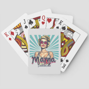 Personalized Retro Mama Pop Art (7) Poker Cards