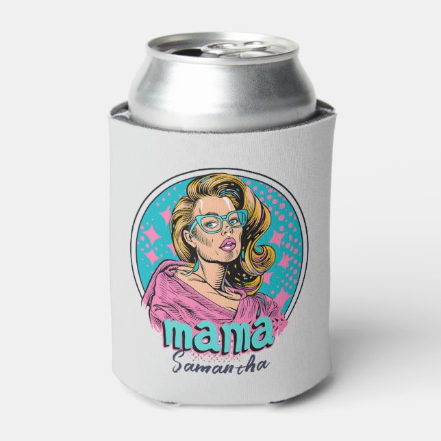 Personalized Retro  Mama Pop Art (8) Can Cooler (Can Front)