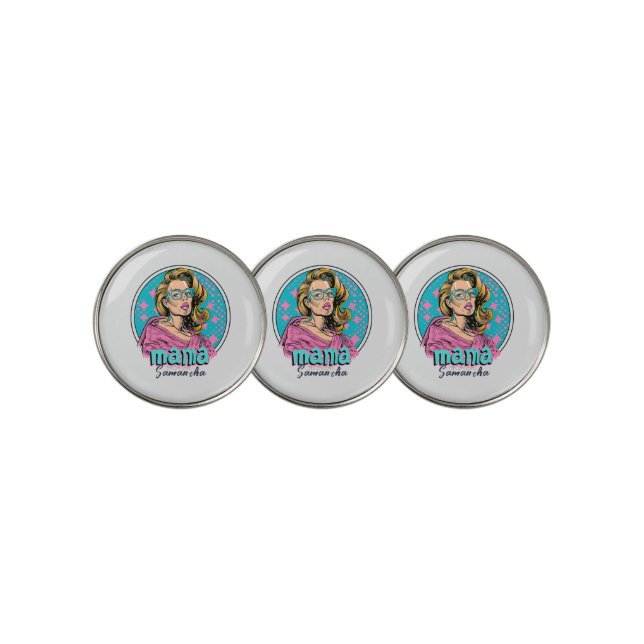 Personalized Retro  Mama Pop Art (8) Golf Ball Marker (3 Up)