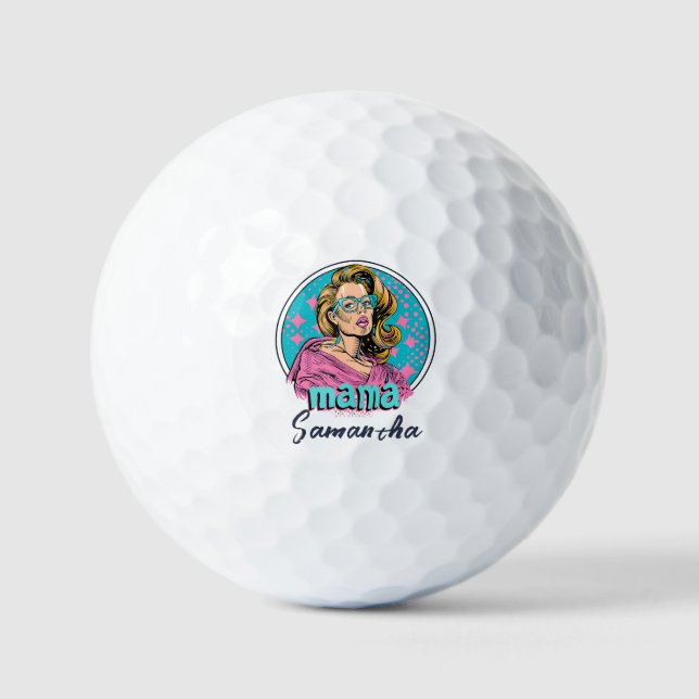 Personalized Retro  Mama Pop Art (8) Golf Balls (Front)