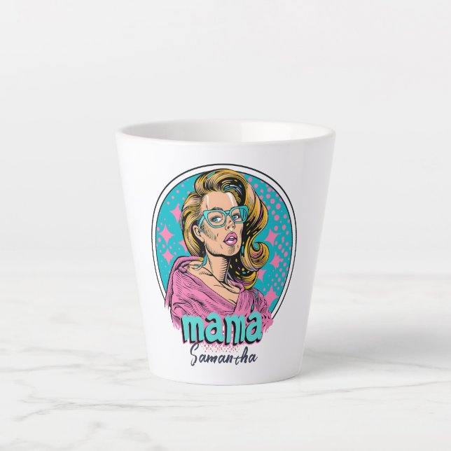 Personalized Retro  Mama Pop Art (8) Latte Mug (Front)