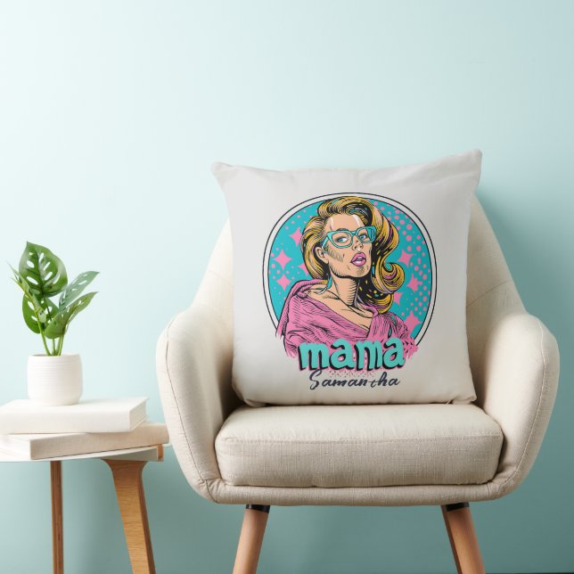 Personalized Retro  Mama Pop Art (8) Throw Pillow (Chair)