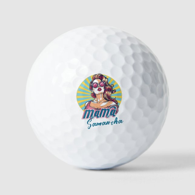 Personalized Retro  Mama Pop Art (9) Golf Balls (Front)