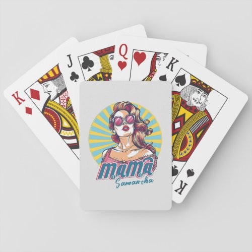 Personalized Retro  Mama Pop Art 9 Playing Cards