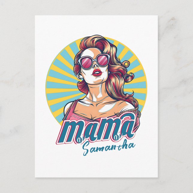 Personalized Retro  Mama Pop Art (9) Postcard (Front)