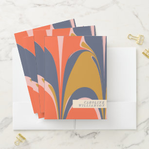 Personalized Retro Marbled Design in Earthy Tones Pocket Folder