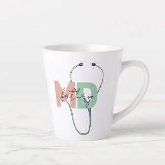 Personalized Retro Medical Doctor MD Name Latte Mug