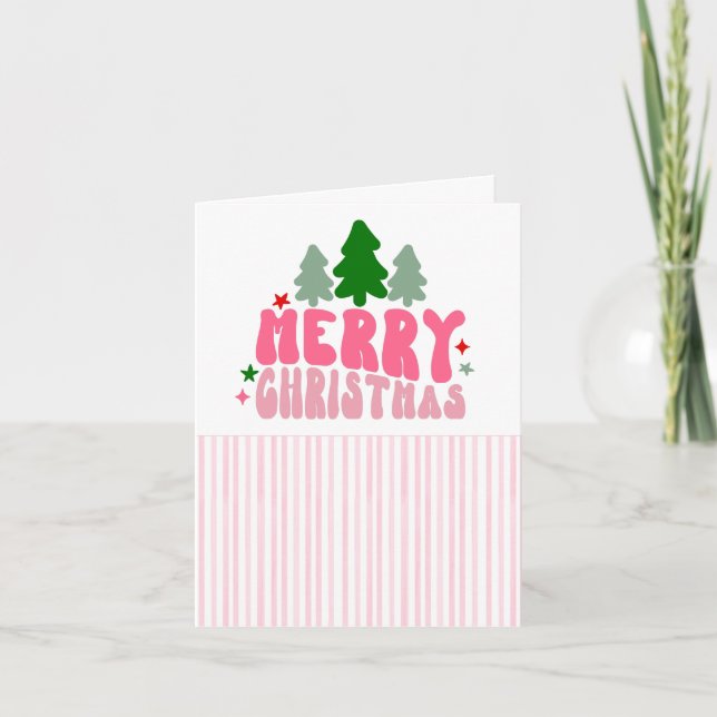 Personalized Retro Merry Christmas Holiday Card (Front)
