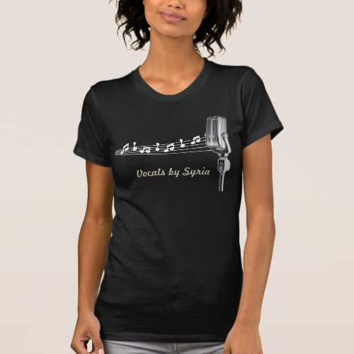 Personalized Retro Mic and Musical Notes T_Shirt