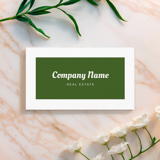 Personalized Retro Minimalist Real Estate Green Business Card (Creator Uploaded)