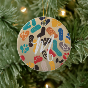 Personalized Retro Minimalist Sole Marks Ceramic Ornament