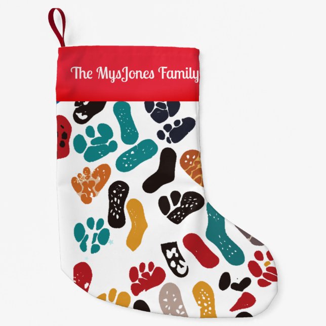 Personalized Retro Minimalist Sole Marks Small Christmas Stocking (Front)