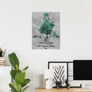 Personalized Retro Minimalist Trees and Shapes Poster