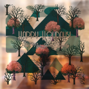 Personalized Retro Minimalist Trees and Shapes Window Cling