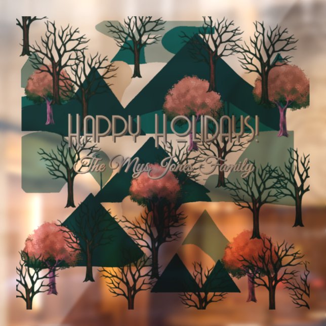 Personalized Retro Minimalist Trees and Shapes  Window Cling (Sheet 2)