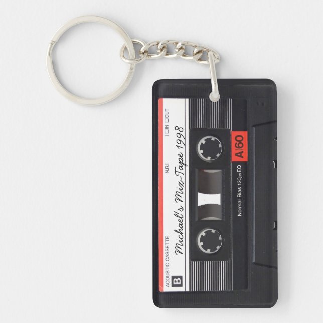 Personalized Retro Mix-tape key-chain Keychain (Front)