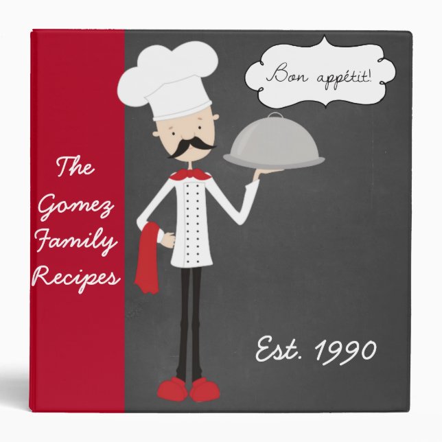 Personalized Retro Modern Chef Recipe Binder (Front)
