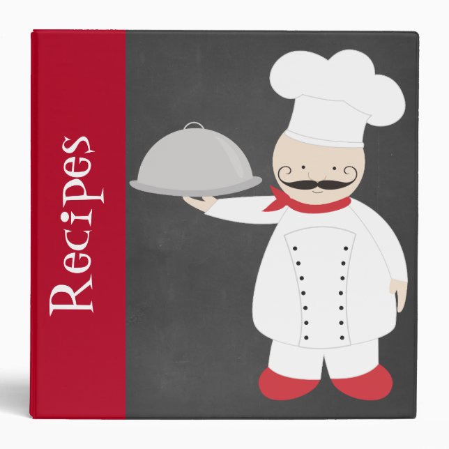 Personalized Retro Modern Chef Recipe Binder (Front)