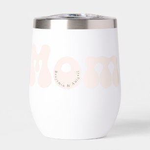 Personalized Retro Mom Child Names  Thermal Wine Tumbler