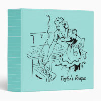 Personalized Retro Mom Cooking Mint Recipe Binder