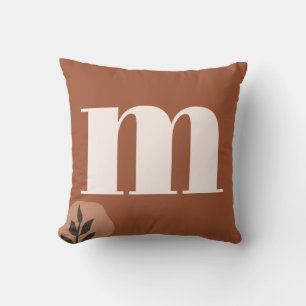 Personalized Retro Monogram with Terracotta Boho Throw Pillow