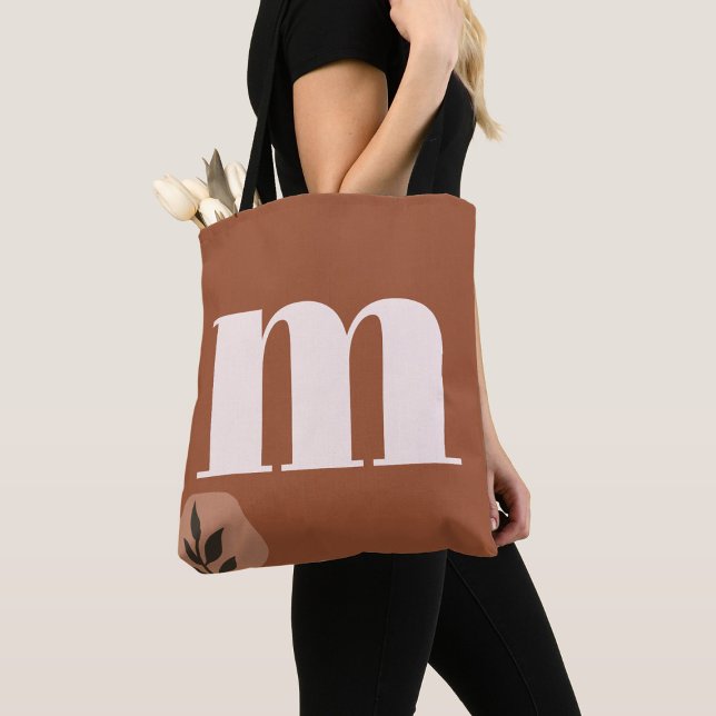 Personalized Retro Monogram with Terracotta Boho Tote Bag (Creator Uploaded)