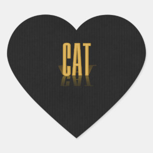 Personalized Retro Movie Poster Cat Gold Heart Sticker