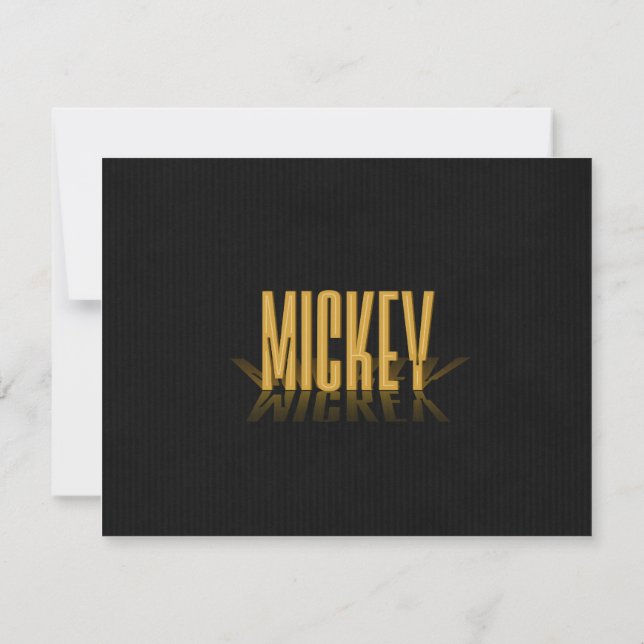 Personalized Retro Movie Poster Mickey Gold Invitation (Back)