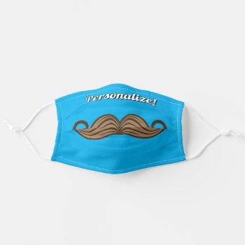 Personalized Retro Mustache Adult Cloth Face Mask by trendyteeshirts at Zazzle