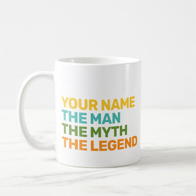 Personalized Retro Name The Man The Myth  Coffee Mug (Left)