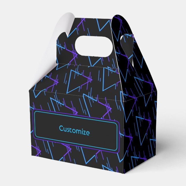 Personalized Retro Neon Geometric Pattern 2 Gable Favor Boxes (Front Side)