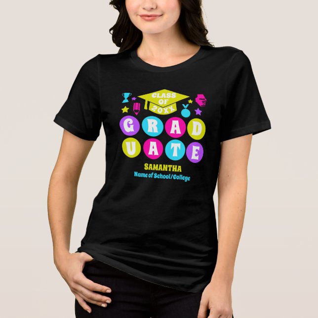 Personalized Retro Neon Graduation Tri-Blend Shirt (Front)