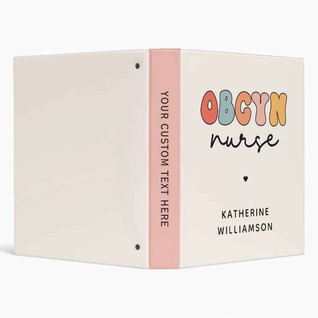 Personalized Retro OBGYN Nurse 3 Ring Binder (Background)