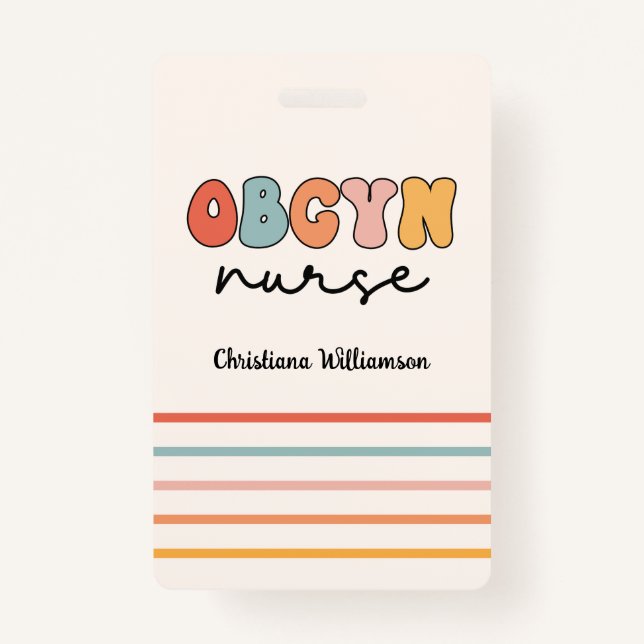 Personalized Retro OBGYN Nurse Badge (Front)
